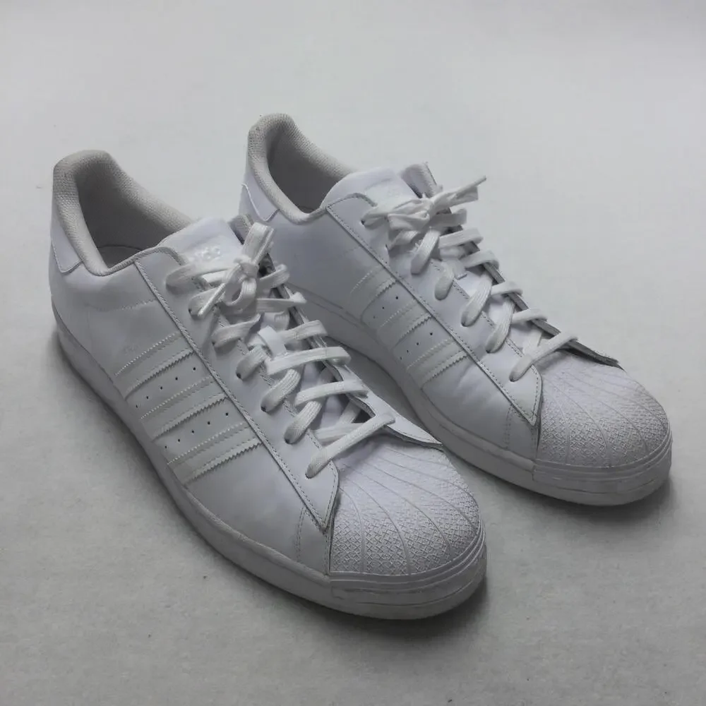Adidas Superstar Shoes Mens Size 19 White Leather Low Top Originals Sneakers
